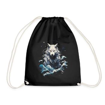 Wolf Japanisch Japanische Kunst Anime Traditionell - Turnbeutel - Schwarz - Vorne