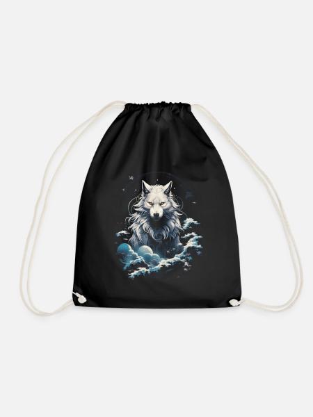 Wolf Japanisch Japanische Kunst Anime Traditionell - Turnbeutel - Schwarz