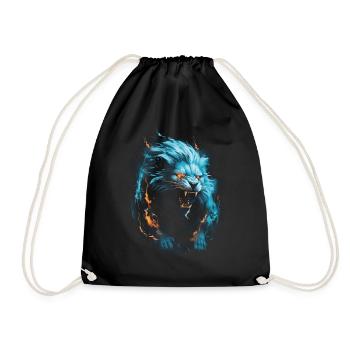 Lion, Feu, Bleu, Mâle - Sac de sport léger - noir - Devant
