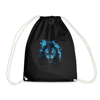 Lion, Feu, Bleu, Mâle - Sac de sport léger - noir - Devant