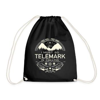 Telemark Ski Touring Skis Heel Free Freeheel Vintage - Drawstring Bag - black - Front