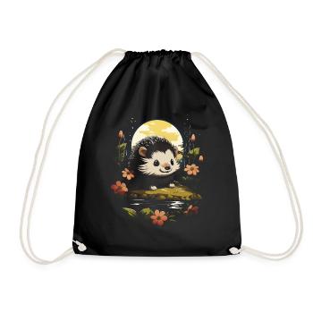 Kawaii Landschaft Tier Igel - Turnbeutel - Schwarz - Vorne