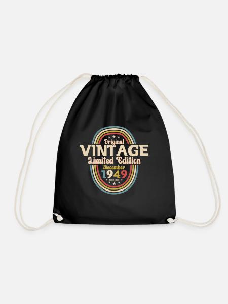 Dezember Jahrgang 1949 75. Geburtstag Vintage - Turnbeutel - Schwarz