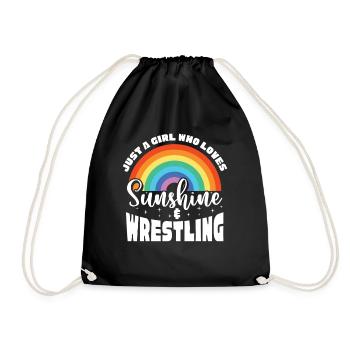 Wrestling Wrestler Fight Wrestling Ringer Gift - Drawstring Bag - black - Front