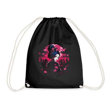 Geisha Manga Japan Samurai Art - Drawstring Bag - black - Front