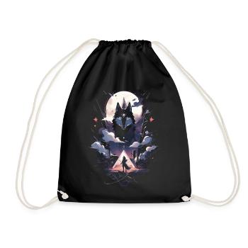 Wolf Digital Artwork Animal - Drawstring Bag - black - Front