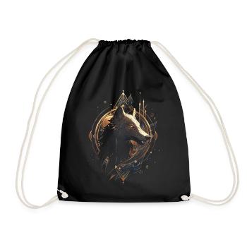 Wolf Digital Artwork Animal - Drawstring Bag - black - Front