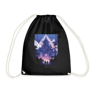 Cyberpunk Manga Kyoto Glitch - Drawstring Bag - black - Front