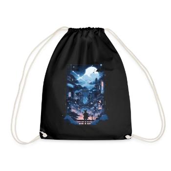 Cyberpunk Manga Kyoto Glitch - Drawstring Bag - black - Front
