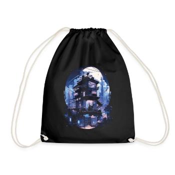 Cyberpunk Manga Kyoto Glitch - Drawstring Bag - black - Front