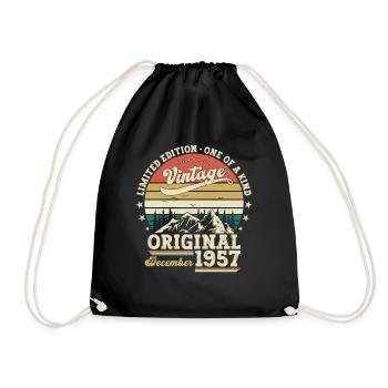 66th Birthday Original December Vintage 1957 - Drawstring Bag - black - Front