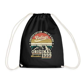 24th Birthday Original December Vintage 1999 - Drawstring Bag - black - Front