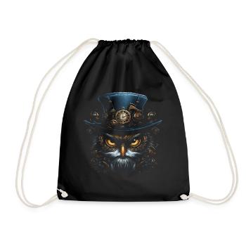 Steampunk Mechanische Eule Viktorianisch Vogel - Turnbeutel - Schwarz - Vorne