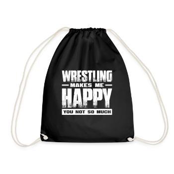 Wrestling Wrestler Fight Wrestling Ringer Gift - Drawstring Bag - black - Front