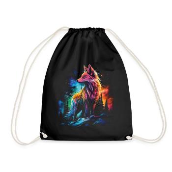 Fox Foxes Fantasy Illustration - Drawstring Bag - black - Front