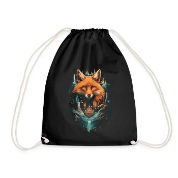 Fox Foxes Fantasy Illustration - Drawstring Bag - black - Front