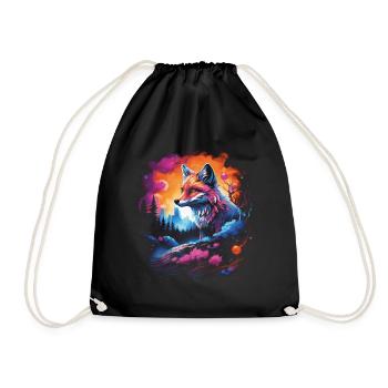 Fantasy Artwork Fox Foxes - Drawstring Bag - black - Front