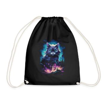 Artwork Cat Kitten Fantasy Fairy Tale - Drawstring Bag - black - Front