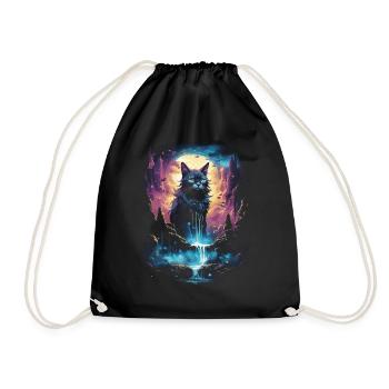 Artwork Cat Kitten Fantasy Fairy Tale - Drawstring Bag - black - Front