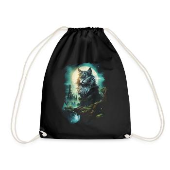 Artwork Cat Kitten Fantasy Fairy Tale - Drawstring Bag - black - Front