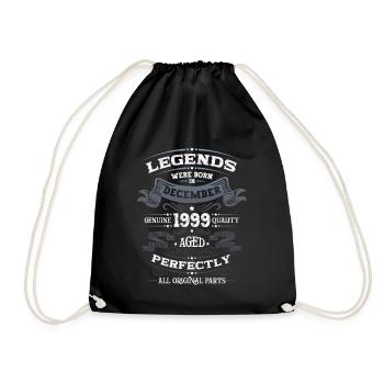 December Vintage 1999 24th Birthday Legend - Drawstring Bag - black - Front