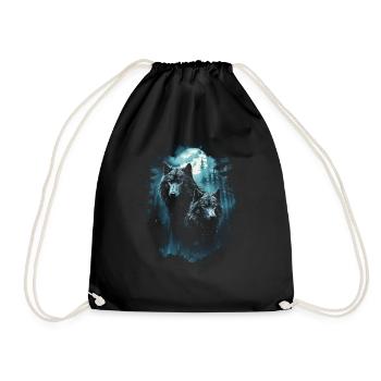 Fantasy Wolf Moon Wolf Pack Mythology - Drawstring Bag - black - Front