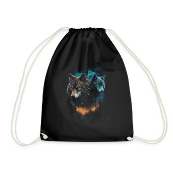 Dark Art Wolf Forest Mythical - Drawstring Bag - black - Front