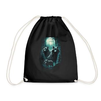 Fantasy Wolf Moon Wolf Pack Mythology - Drawstring Bag - black - Front