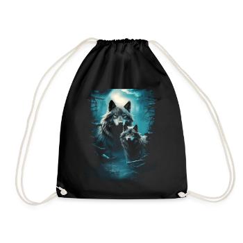 Fantasy Wolf Moon Wolf Pack Mythology - Drawstring Bag - black - Front