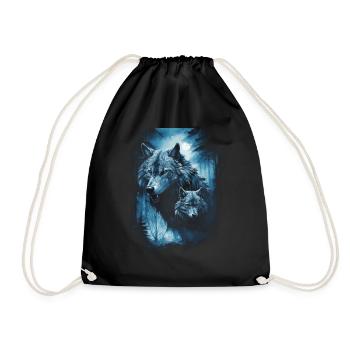Dark Art Wolf Forest Mythical - Drawstring Bag - black - Front