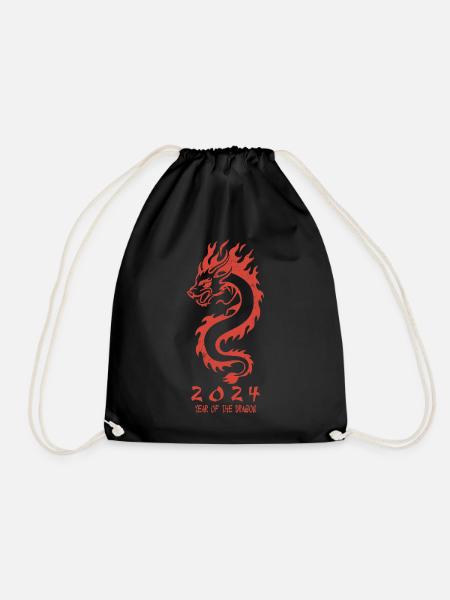 2024 Jahr des Drachen Silvester Geschenkidee - Turnbeutel - Schwarz