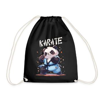 Lustiger japanischer Karate Panda Kawaii Karateka - Turnbeutel - Schwarz - Vorne
