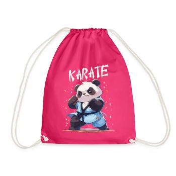 Lustiger japanischer Karate Panda Kawaii Karateka - Turnbeutel - Fuchsia - Vorne