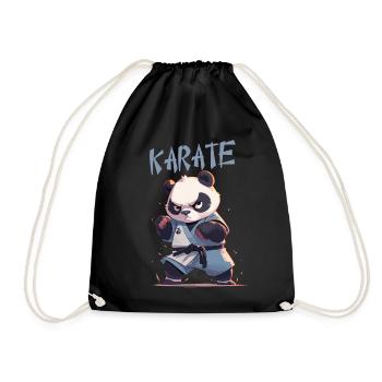 Lustiger japanischer Karate Panda Kawaii Karateka - Turnbeutel - Schwarz - Vorne
