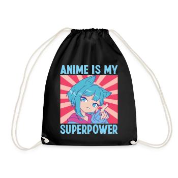 Anime is my Superpower Funny Anime Lovers Kids Boy - Drawstring Bag - black - Front