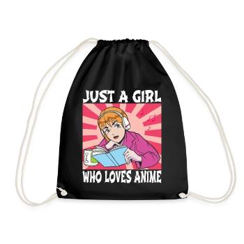 Just a Girl Who Loves Anime Funny Anime Lovers - Drawstring Bag - black - Front
