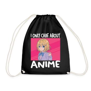 I Only Care About Anime Funny Anime Lovers Boy - Drawstring Bag - black - Front