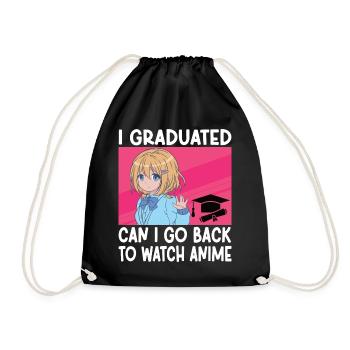 I Graduated Can I Go Back to Watch Anime Funny Boy - Drawstring Bag - black - Front