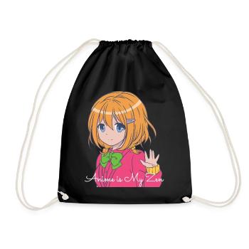Anime is my Zen Funny Anime Theme - Drawstring Bag - black - Front