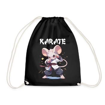 Lustige japanische Karate Maus Kawaii Karateka - Turnbeutel - Schwarz - Vorne
