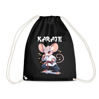 Lustige japanische Karate Maus Kawaii Karateka - Turnbeutel - Schwarz - Vorne
