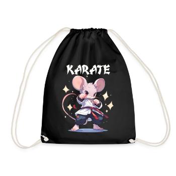 Lustige japanische Karate Maus Kawaii Karateka - Turnbeutel - Schwarz - Vorne