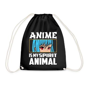 Anime is My Spirit Animal Funny Anime Costume - Drawstring Bag - black - Front