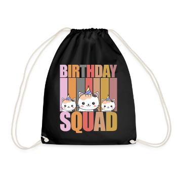 Birthday Squad - Celebrate with Your Crew Funny Ca - Drawstring Bag - black - Front