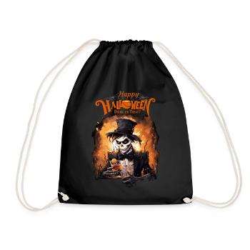 Drink Or Treat Funny Happy Halloween Monster - Drawstring Bag - black - Front