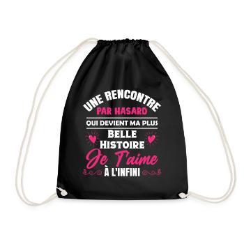 Cadeau St Valentin Femme Copine je t'aime - Sac de sport léger - noir - Devant