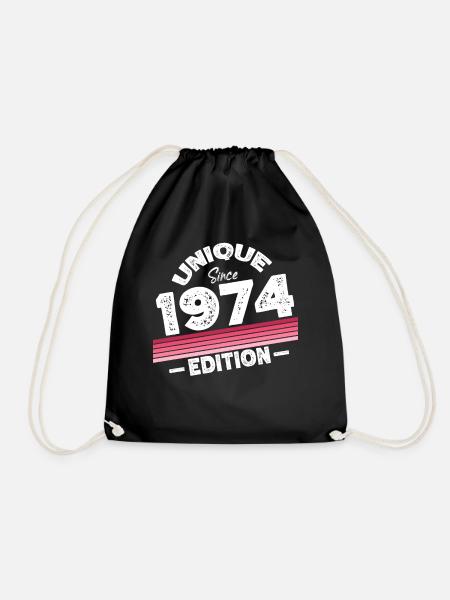 Unique since 1974 Edition Birthday Vintage 1974 - Drawstring Bag - black