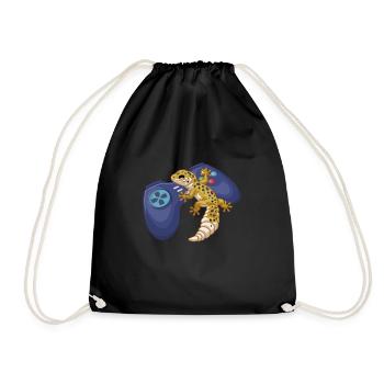 Gecko Salamander Lizard Reptile Gift - Drawstring Bag - black - Front