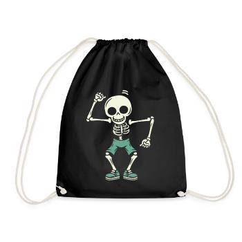 Crâne de squelette dansant - Sac de sport léger - noir - Devant