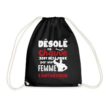 Cadeau Saint Valentin Homme Chauve Humour Coeur - Sac de sport léger - noir - Devant